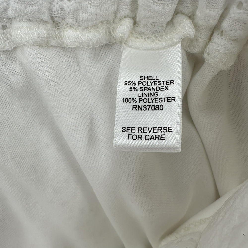 White Eyelet Jogger Pants Paperbag Waist Casual Career C. Est. 1946 Women Sz M - Picture 6 of 9